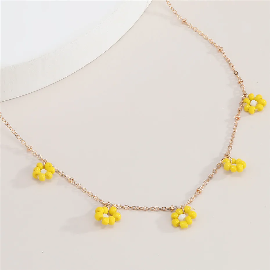 Salircon-gargantilla de flores coreanas para mujer, collar de cadena de clavícula acrílica Bohemia, collares cortos, joyería de moda, tendencia 2020