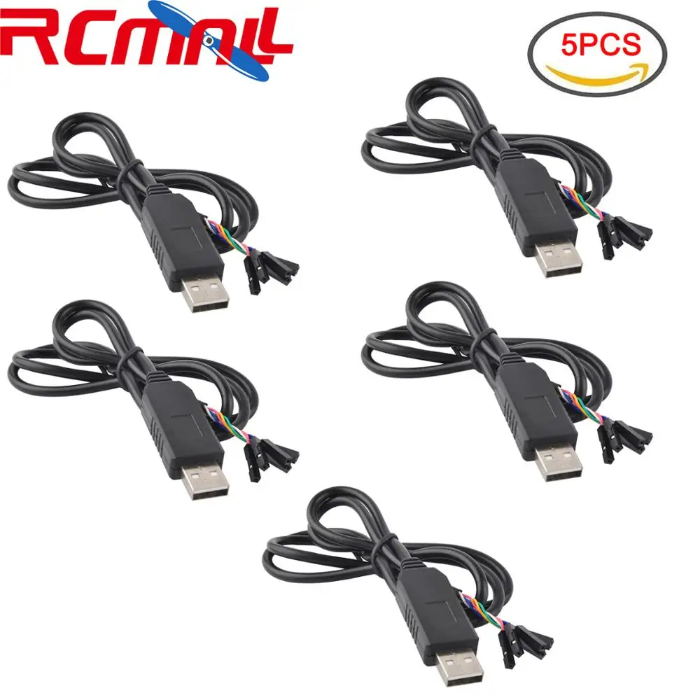 

RCmall 5pcs/lot 5V USB to TTL Serial Cable Adapter FT232 USB Cable FT232BL Download Cable for Arduino ESP8266