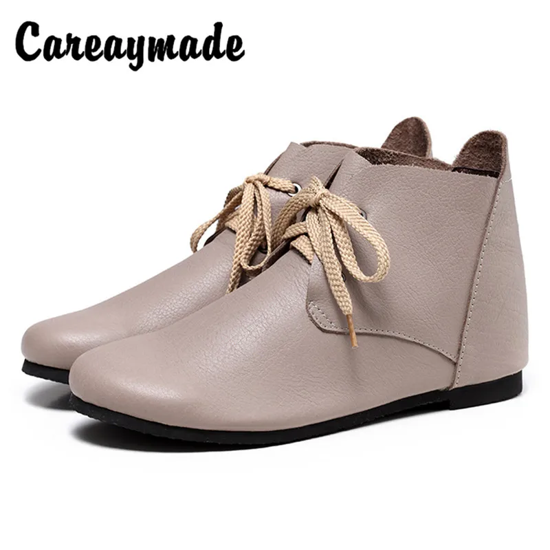 Careaymade-Women ankle boots,hot sale pure manual Top layer Genuine leather shoes retro single boots Japanese fashion Sen shoes