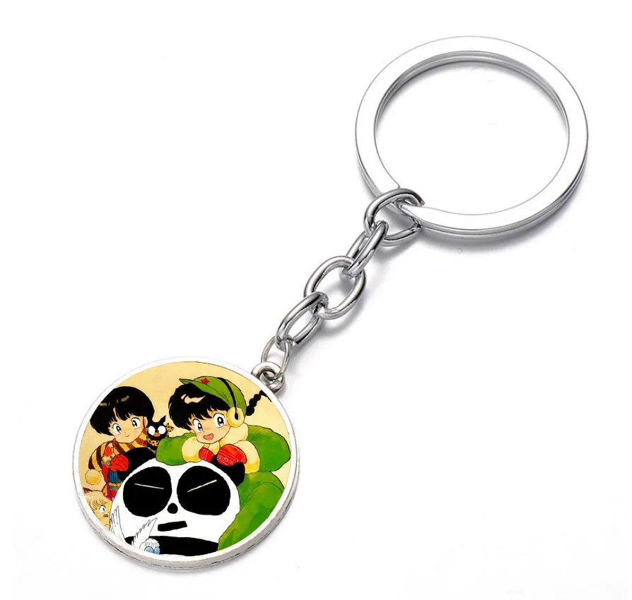Anime Ranma creta portachiavi cupola di vetro portachiavi borsa pendente con ciondolo bronzo supporto nero bambini ragazzi ragazza portachiavi regalo
