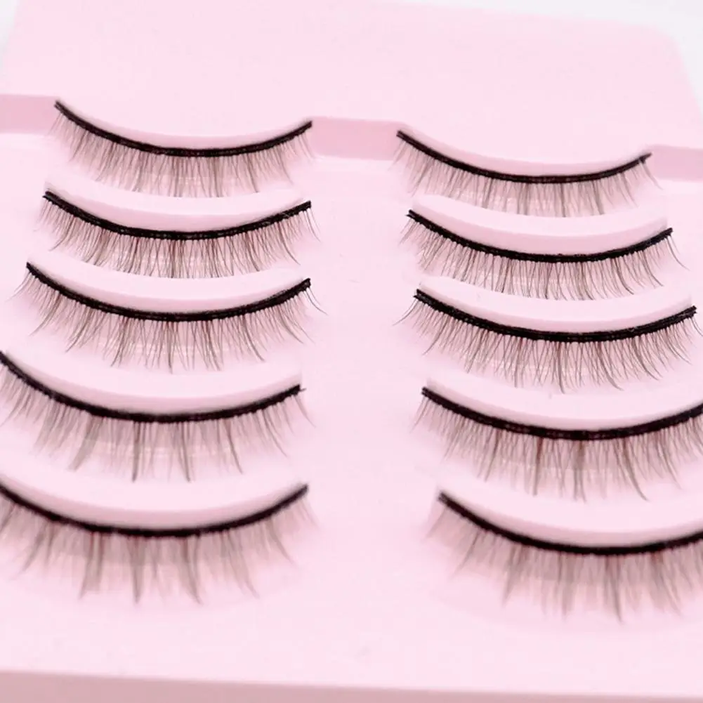 Exquisite 5 Pairs Mink Hair False Eyelashes 3D Natural Short Cross Fake Eye Lashes Extension Makeup Handmade Full Strip Eyelash