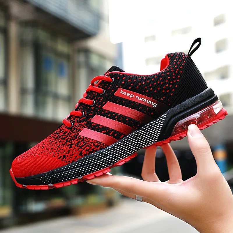 Red Flyline Breathable Hot Women Running Sneakers Air Trainers Lightweight Keep Running Marathon Women Sport Shoes Air Sneakers