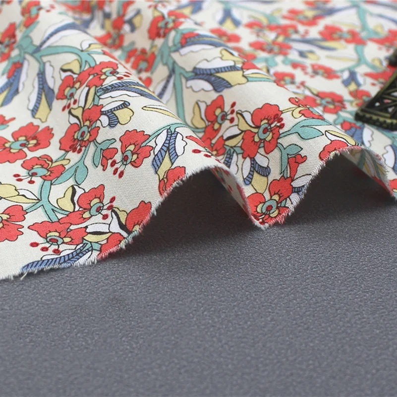 Summer Thin Floral Cotton Fabric Poplin By The Meter for Dress Skirt Clothing Pants Sewing Summer Thin Floral Small Printed Text