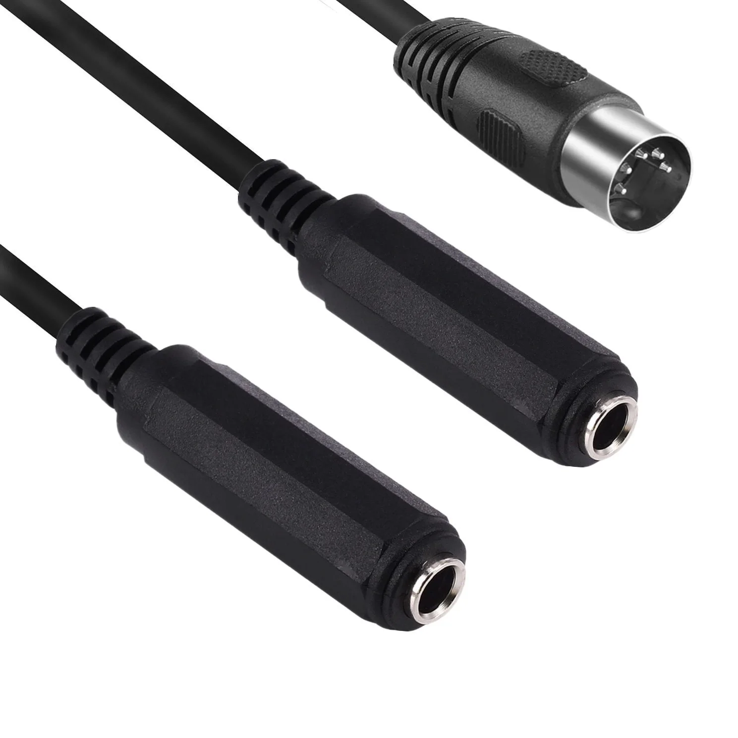 MIDI DIN 5-контактный штекер на 2 гнезда 6,35 мм 1/4 дюйма TRS Стерео Y-разветвитель Клавиатура Гитарный динамик Аудио адаптер AMP Кабель