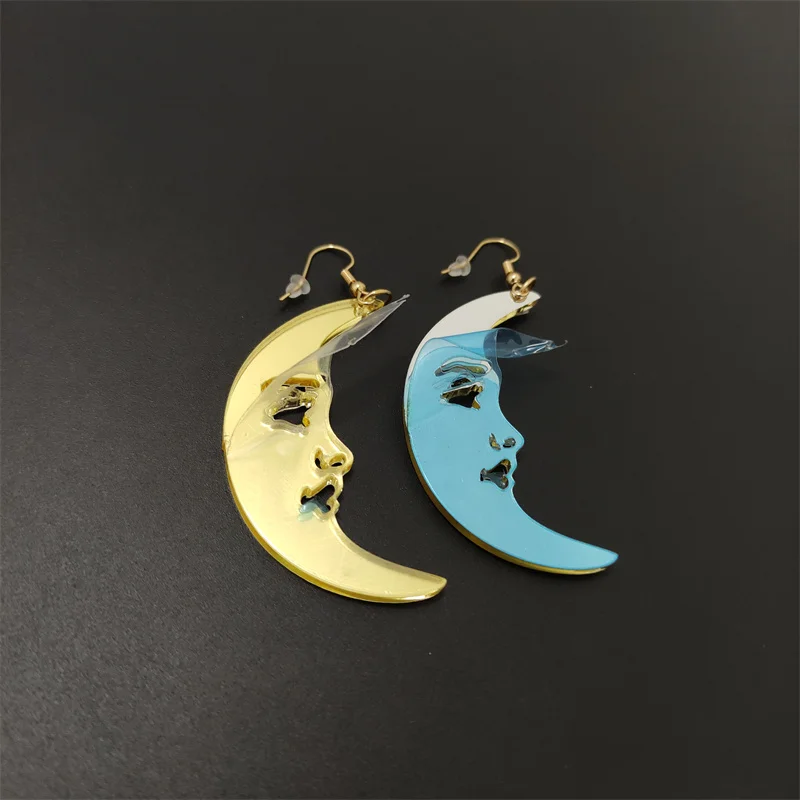 KUGUYS Moon Drop Earrings for Women Mirror Gold Silver Color Acrylic Fashion Trendy Jewelry Accessories