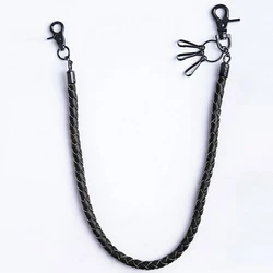 New Fashion Casual Black Rope Leather Waist Chain Wallet Chain Suitable for Men's Cycling Punk Key Chain Accessory Gift