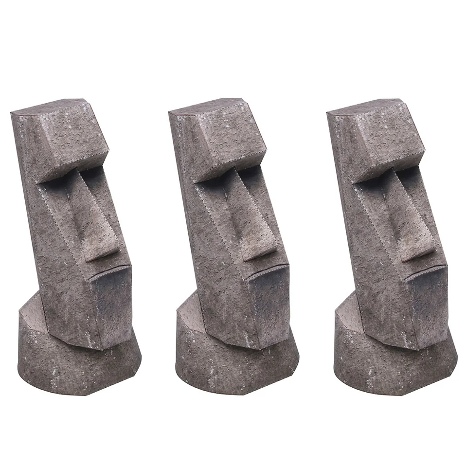Moai Statues Easter Island 3Pcs Folding Mini 3D Paper Model