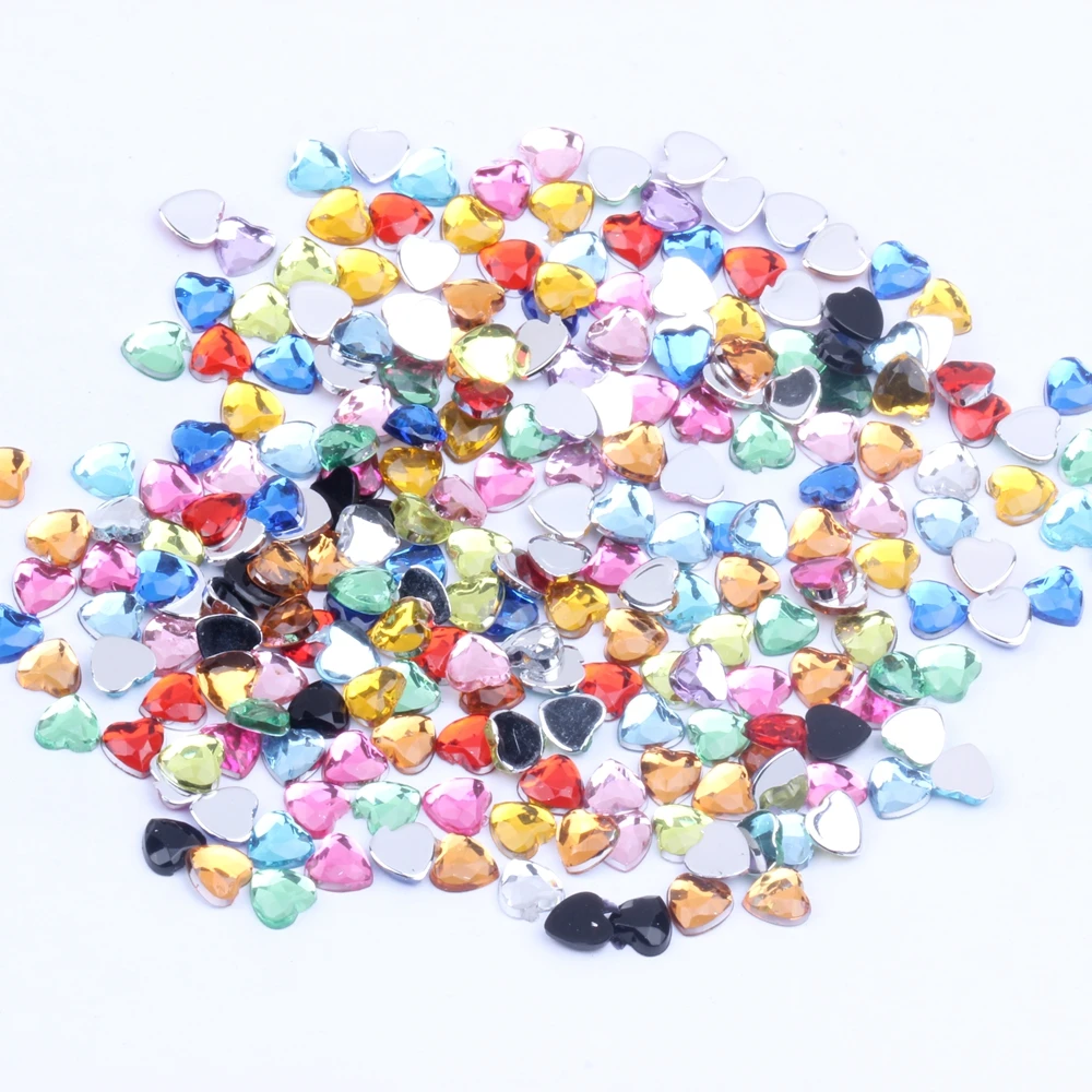 Nail Art Rhinestones 200pcs 4mm Heart Shape Gems Shiny Flat Facets Normal colors Acrylic Rhinestone Strass Nail Stickers