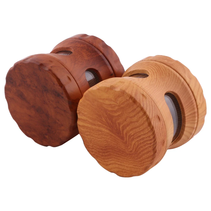 63mm Wooden Resin 4 Layers Tobacco Grinder Herb Tobacco Crusher Spice Grinder Drum Shape Smoke Accessories