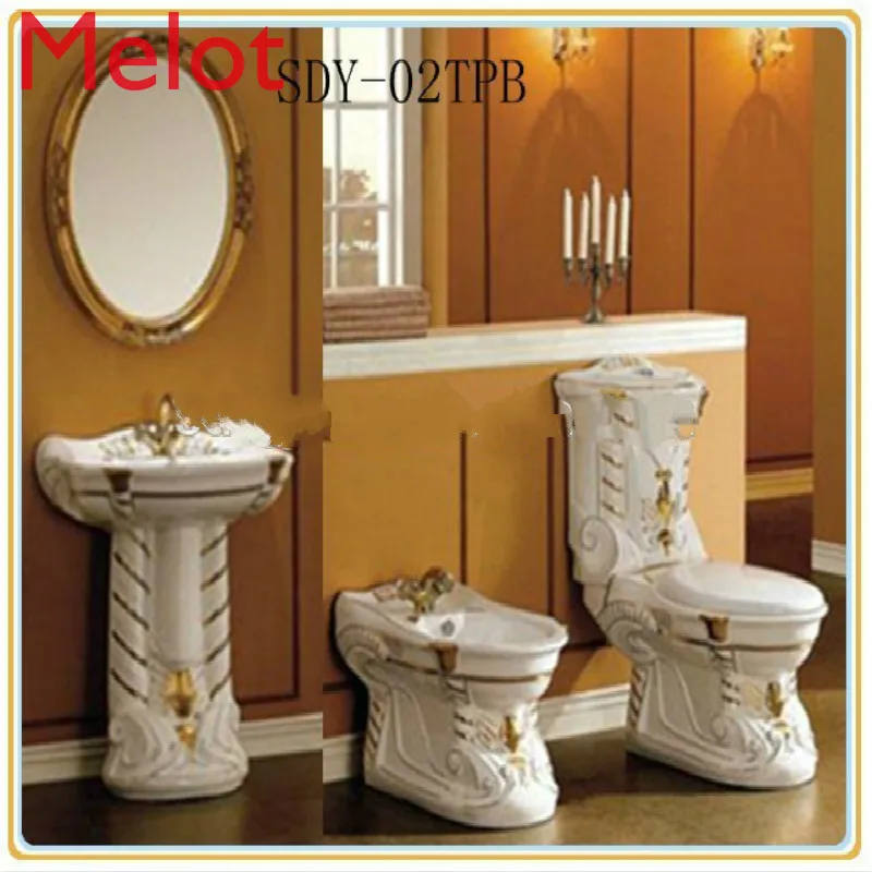 Hight quality toilet pedestal basin bidet ceramic color bathroom toilet bowl sanitary ware set