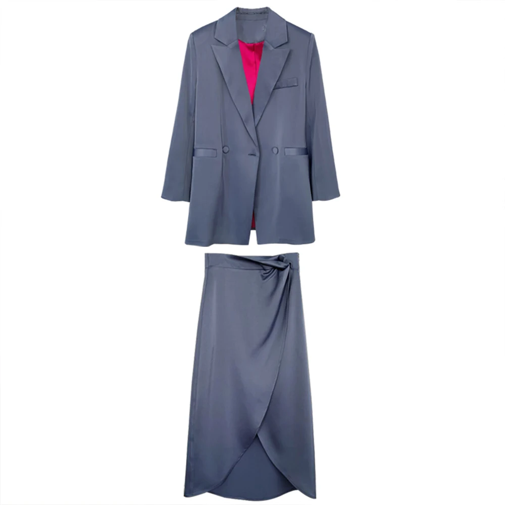 Fashion Elegant Women Suits Peaked Lapel Blazer & Ankle Length Skirt Office Lady Casual Daily Custom Made Jacket