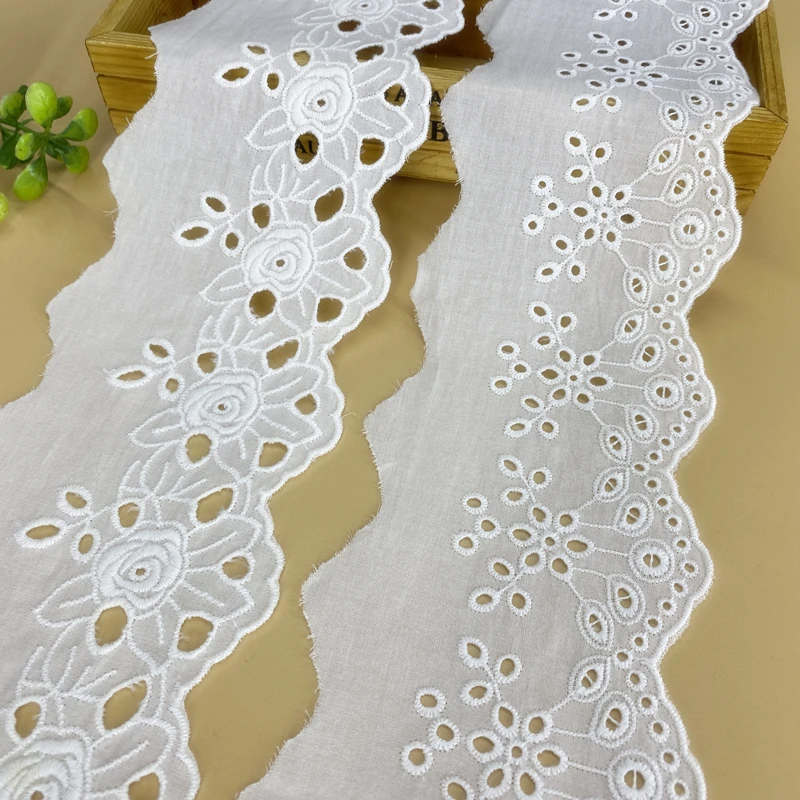 Width 8cm Embroidery Cotton Fabric Edge Accessories Cotton Handmade diy Lace Edge Sofa Curtain Clothing Material