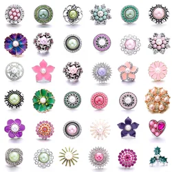 New 5pcs/lot Green Pink Snap Jewelry Fashion Pearl Flower 18mm Snap Buttons Jewelry Fit 18mm 18mm Leather Snap Button Bracelet