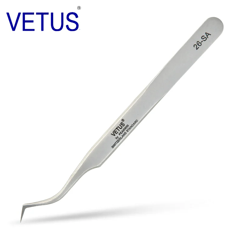 VETUS Original 26-SA Tweezers Hyperfine High Precision Non-magnetic Anti-acid Pincers Eyelashes Grafting Manicure ESD Forceps