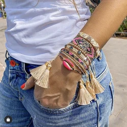 BLUESTAR Femme MIYUKI Bracelet Turkish Eye Bracelet Chic Seashell Pulseras Mujer Moda Micro Pave CZ Handmade Bead Armband