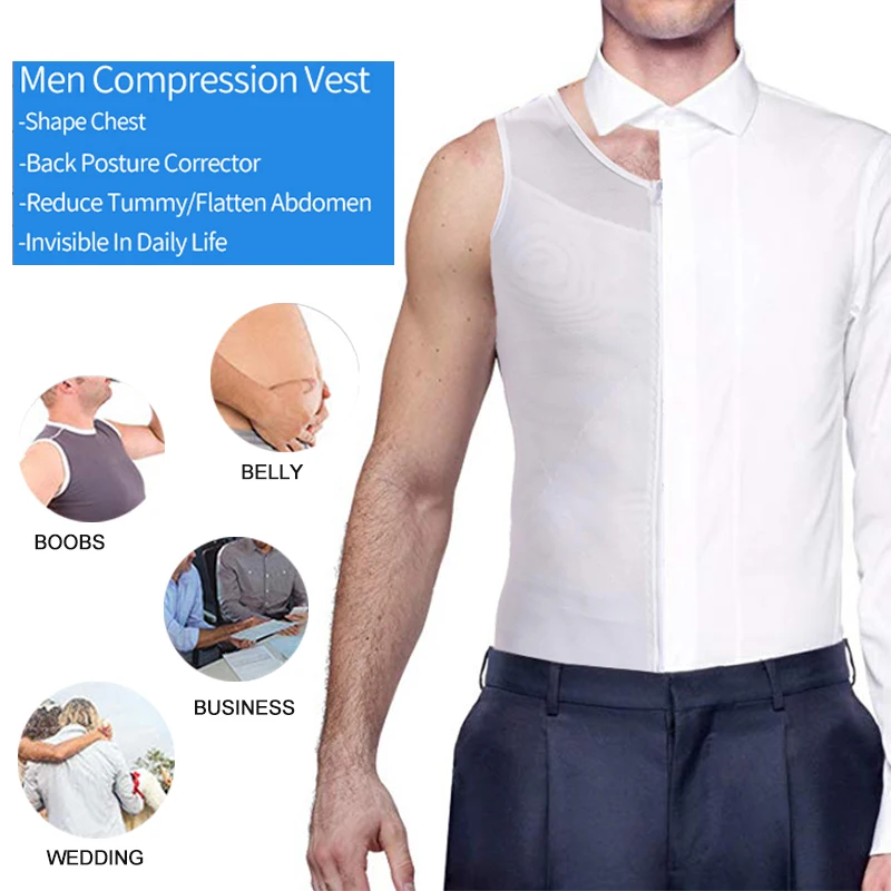 Men Shapers Gynecomastia Vest Chest Binder Posture Corset Abdomen Trainer Belly Reduce Fat Slim Body Shaper Workout Tops Shirt