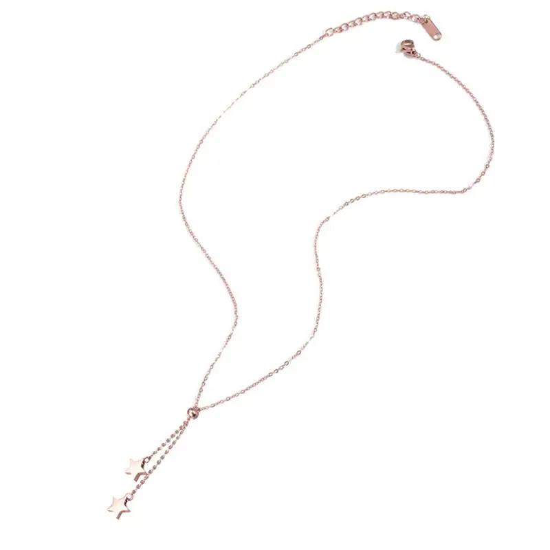 Fashion Sweet Stars Tassel Necklace Simple Temperament Titanium Steel Plated Clavicle Chain For Women Pendant Jewelry