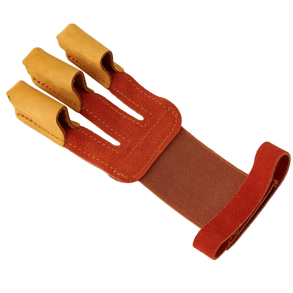 Suede Leather Finger Guard Arm Guard Archery Shooting Practice Bow Arrow Sports Brown Protective Glove Real Cowhide 3 Finger