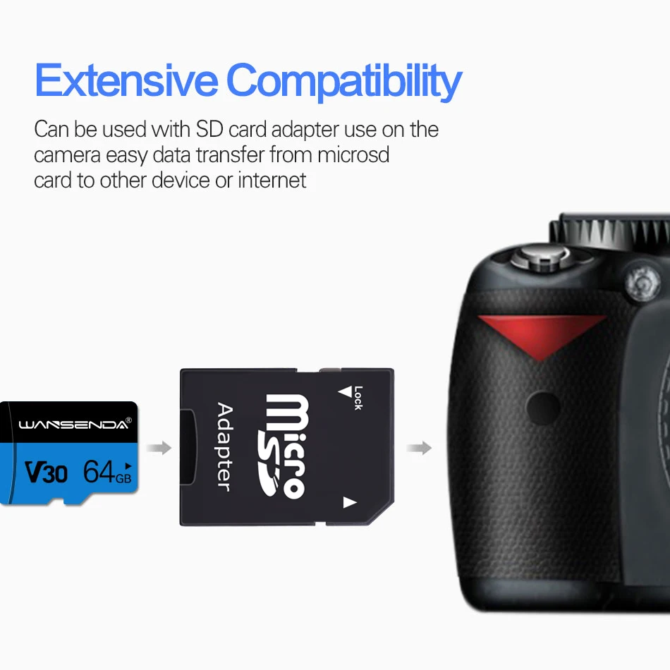 Original WANSENDA Memory Card Class 10 TF Card 128GB 64GB 32GB 16GB 8GB Mini Flash Card with Card Adapter