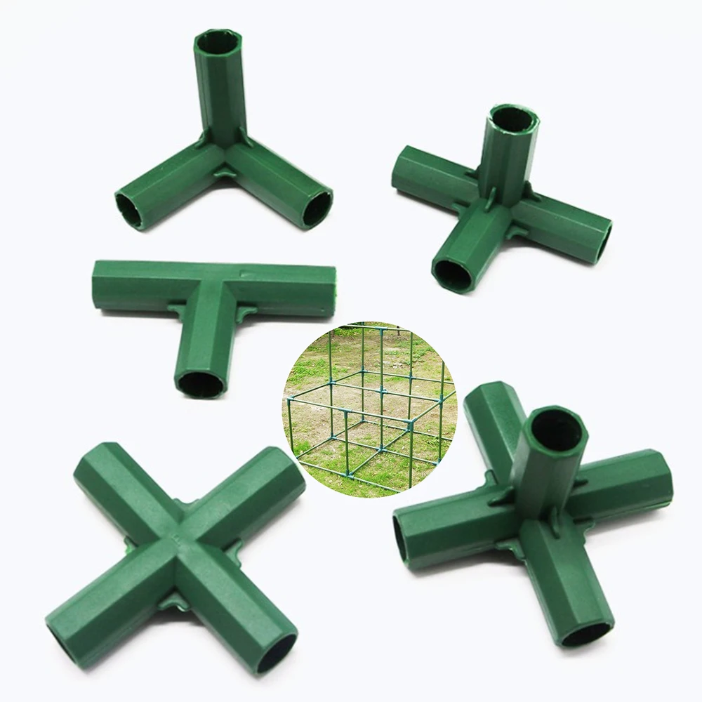 6pcs 16mm Inner Diameter Gardening Plant Stakes Plastic Edging Corner Connection Accessories Greenhouse Plant Frame Connectors