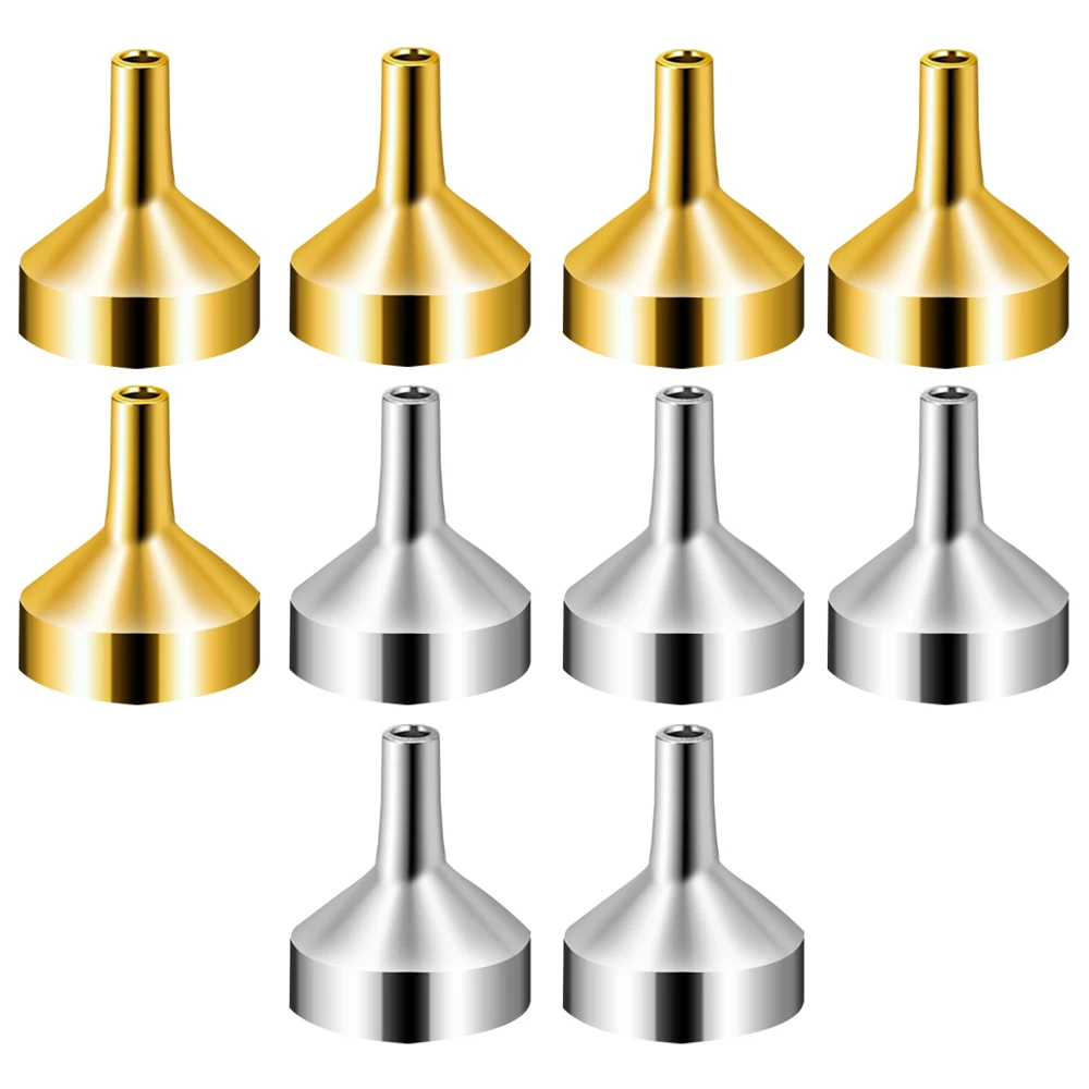 10pcs Mini Metal Funnels For Filling Small Bottles Transferring Liquid Refill Perfume Essential Oil Random Gold Silver