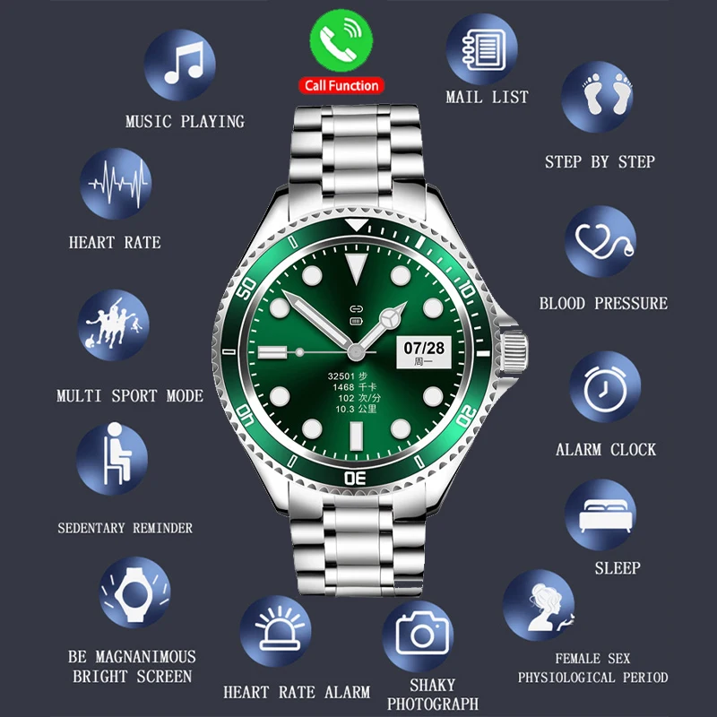 JingTider Z69 Jam Tangan Pintar Pria Wanita Jam Tangan Olahraga Antik Bisnis Jam Tangan Pintar Kebugaran BT Menjawab Panggilan Musik 1.28 "untuk Android IOS