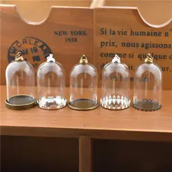 5pcs 38*25mm tube glass jar with setting base beads cap glass vials pendant jewelry glass bottle pendant glass dome cover charms