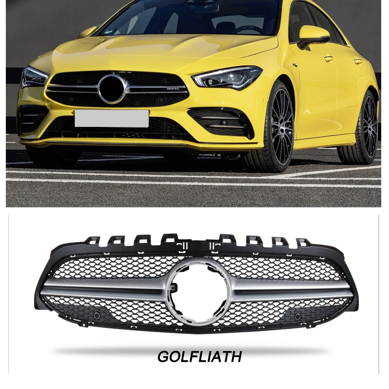 Front Mesh Grille AMG Style Silver Black For 2020 Mercedes Bnez CLA W118 CLA260 Cla200 CLA220 Cla180 Auto Parts