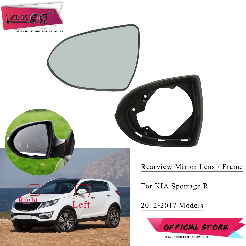

For KIA Sportage R 2012 2013 2014 2015 2016 2017 Car Exterior Rearview Side Mirror Frame Bezel Panel Cover Housing Glasses Lens