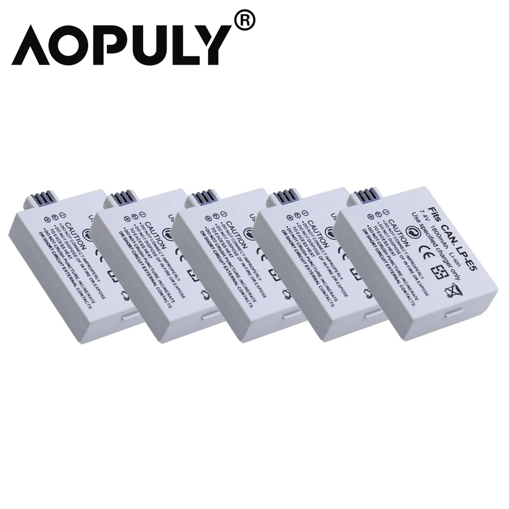 5pcs/lot 7.4V 1800mAh LPE5 LP-E5 Rechargeable Camera Battery for Canon EOS 1000D 450D 500D Kiss F X2 X3 Rebel T1i Xsi XS PM048