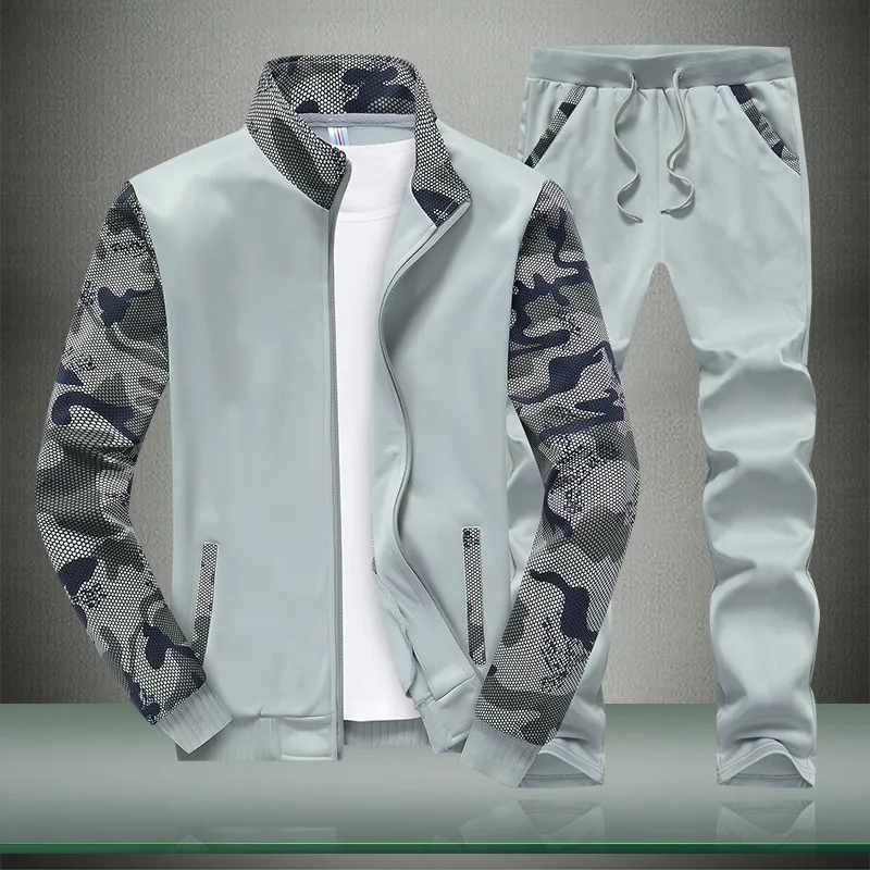 Men's Tracksuits 2020 New Male Leisure Lead Camouflage Sleeve Fashion Men Sweatshirt Sporting Pants Casual Sportswear Fitness