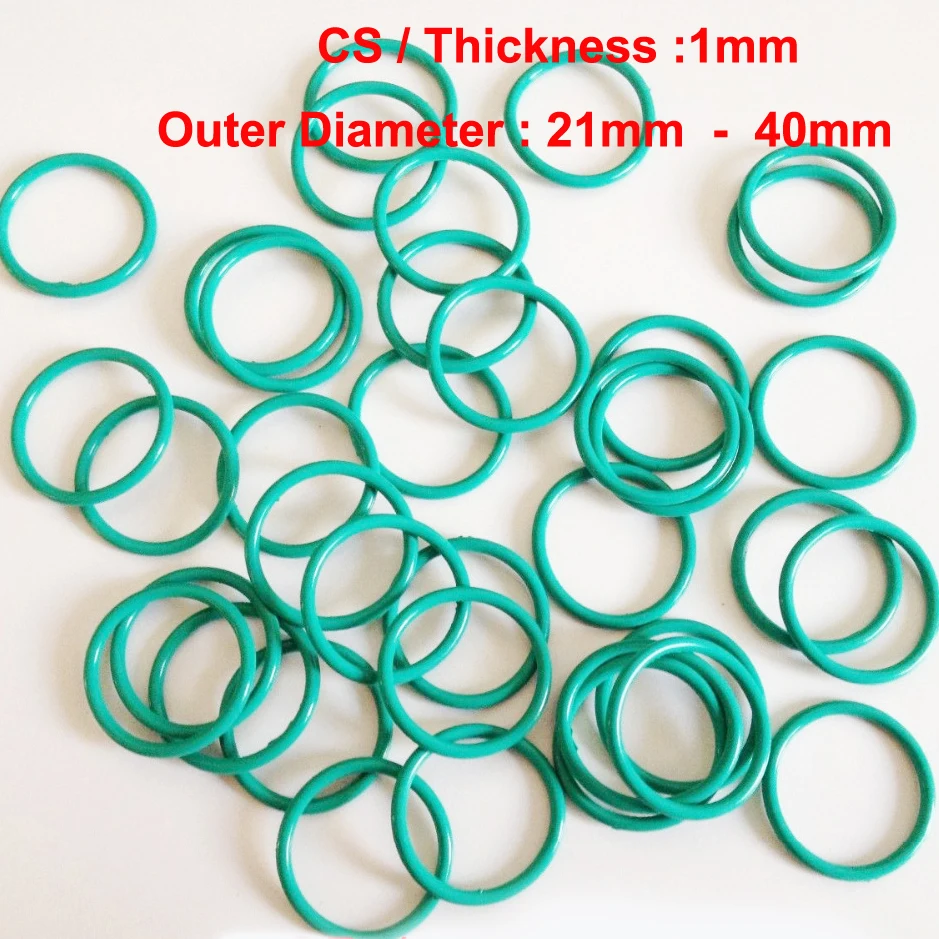 

100 PCS FKM Rubber O-Ring CS1mm x OD 21/22/ 23/24/25/26/27/28/29/30/31/32/33/34/35/36/37/38/39/40 Fluorine Gasket Seal O Ring