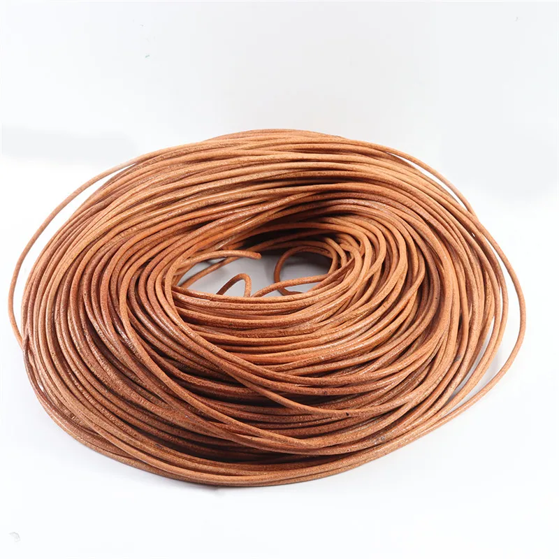 2–5 Yards, 100 % echtes Rindsleder, runde Tanga-Schnur, Lederschnur, Schnur, Seil für DIY-Halskette, Armband, DIY-Schmuckherstellung
