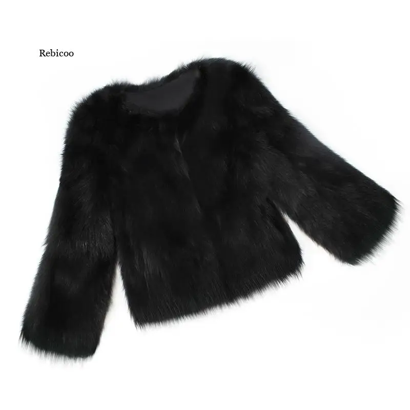 

New Women Faux Fur Coat Long Sleeve O-Neck Fur Jacket Outwear Winter Warm Hairy Fake Fur Women Overcoat Streetwear