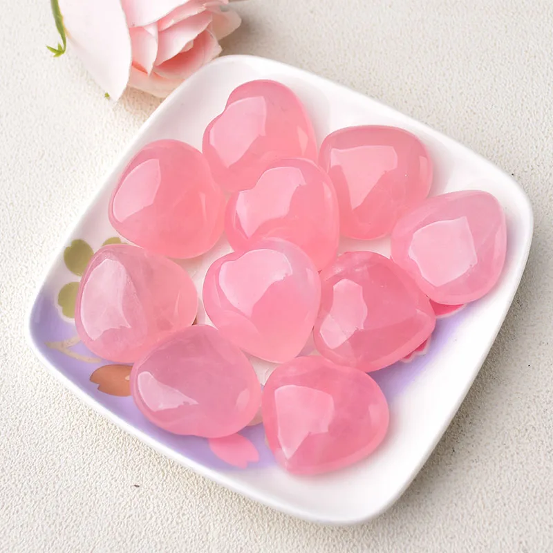 Natürliche Rose Quarz Herz Stein Form Liebe Mini Kristall Heilung poliert Edelstein DIY Schmuck Geschenk Paar Dekoration Souvenir