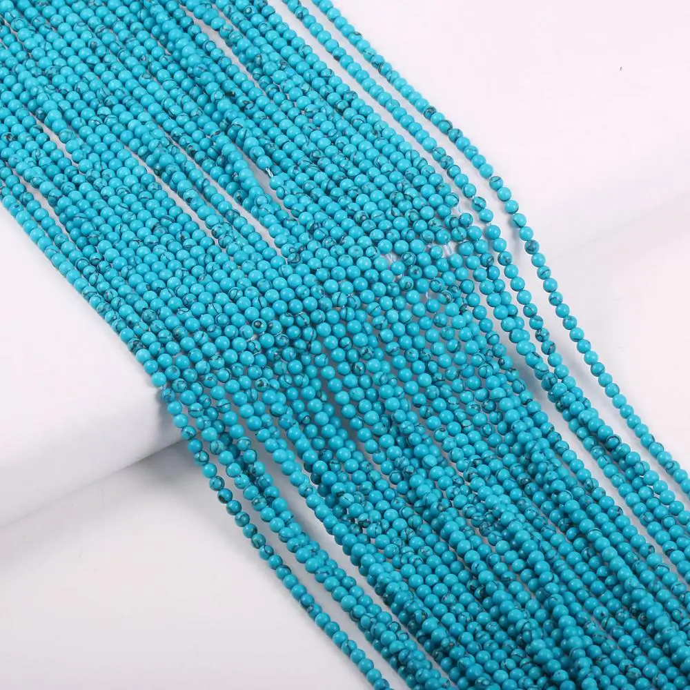 Wholesale Natural Stone Beads Blue Turquoises Beads for Jewelry Making Beadwork DIY Necklace Bracelet Accessories 2mm 3mm