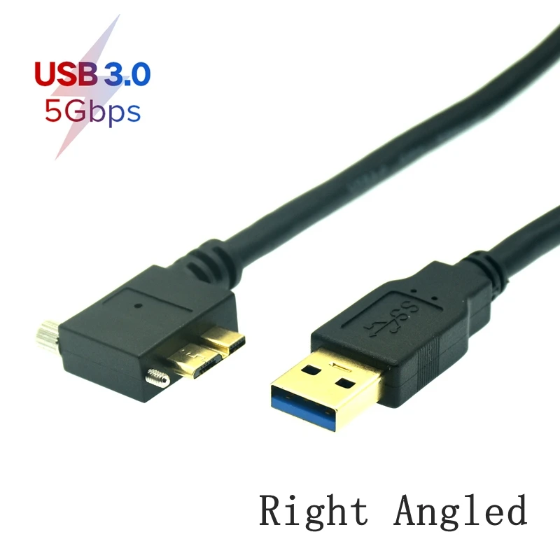 USB 3.0 a-b 90 stopni w prawo i lewo i w górę i w dół pod kątem Micro b USB 3.0 ze śrubami blokującymi zamontuj dane krótki kabel 0.3m 1m 1.8m 3m