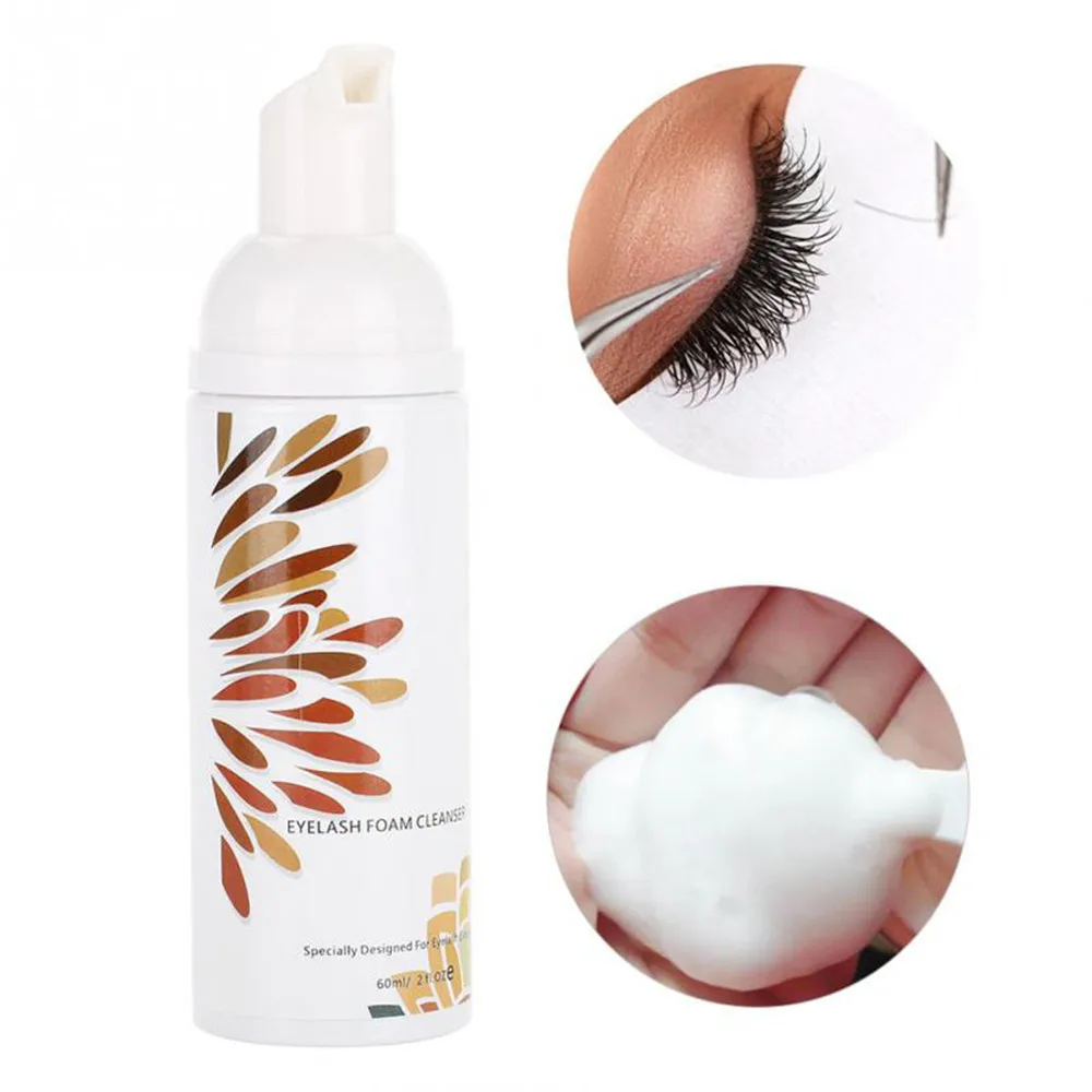 60ml Design And Customize Stickers With Your LOGO Eyelash Extension Foam Cleanser Shampoo Mousse Pump No Stimulation