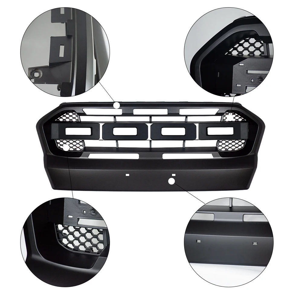 Para ranger t7 grelhas de corrida para ranger t7 raptor wildtrak mk3 grill xl xlt 2015 2016 2017 capa automática grelha de corrida dianteira