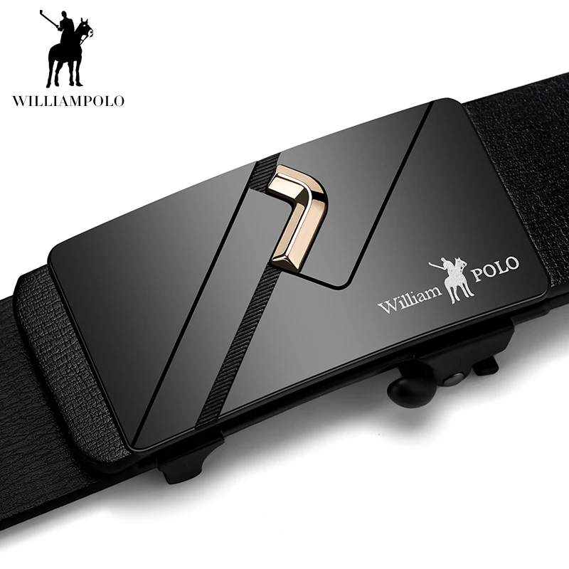 Willampolo-Cinturón de piel auténtica para hombre, cinturón coreano de ocio con hebilla automática, cinturón de cuero de vaca juvenil