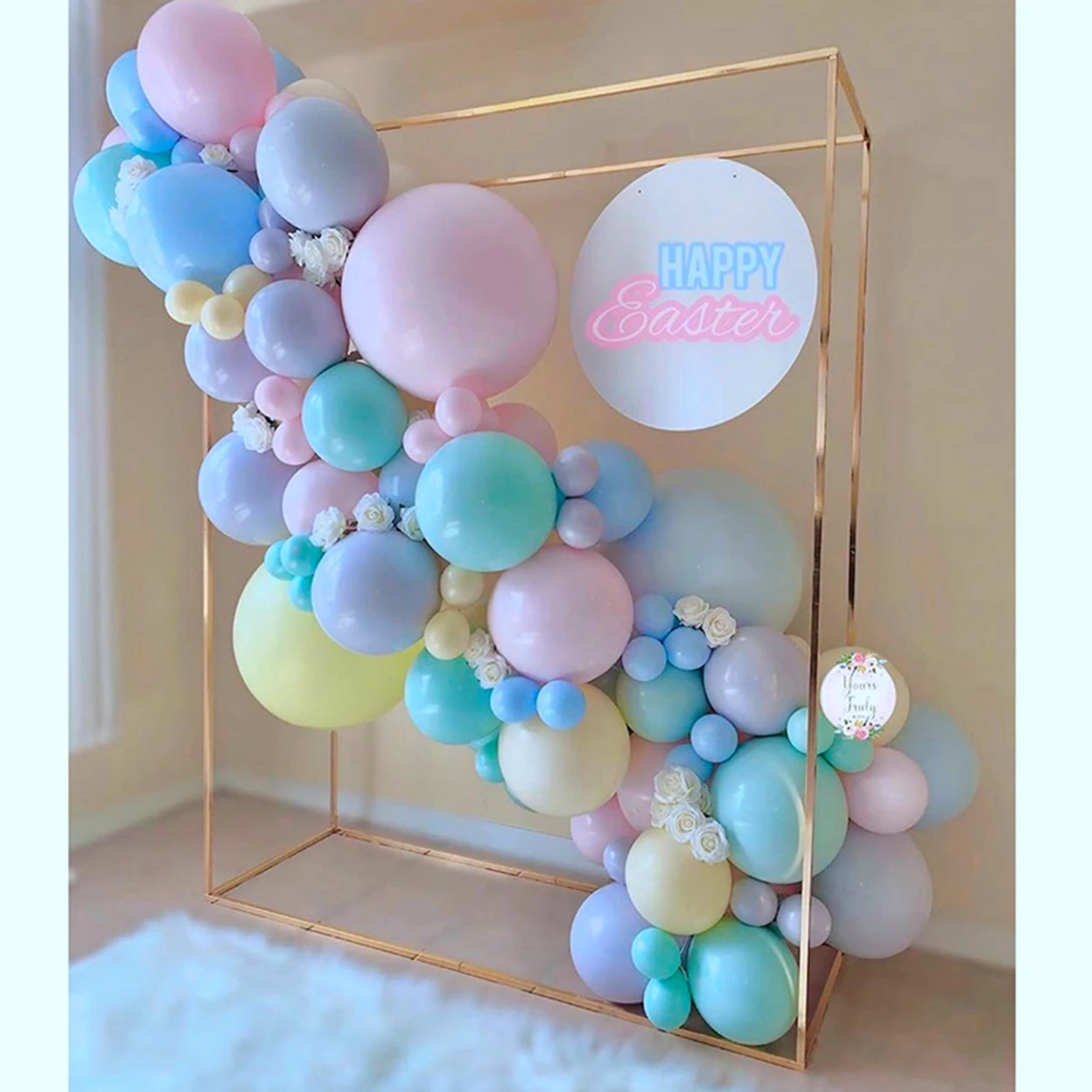 

Balloons flower stand decor stainless steel geometric gold metal arch for wedding party AB1093
