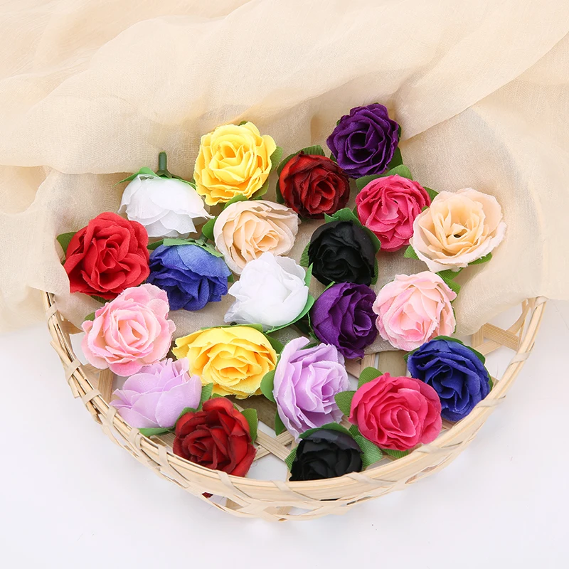 10/20/50pcs Christmas 3CM Rose Artificial Flowers Head for Wedding Decoration Fake Flower Party Christmas Home Decor Craft Gifts