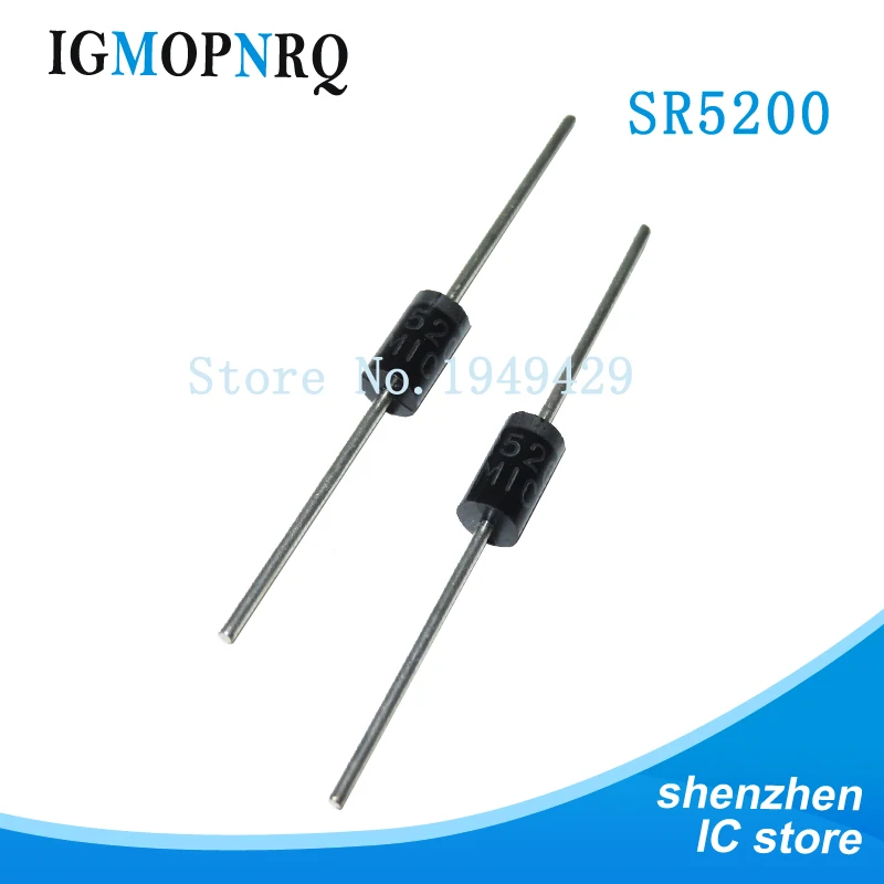 20PCS SR5200 SB5200 Schottky Barrier Rectifier Diode 5A 200V DO-27/DO-201AD