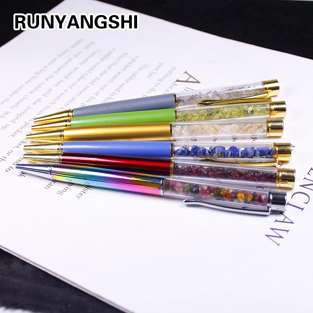 1PC Natural Crystal stone energy ballpoint pen ink Black Writing Ballpen Stationery Office School Supplies