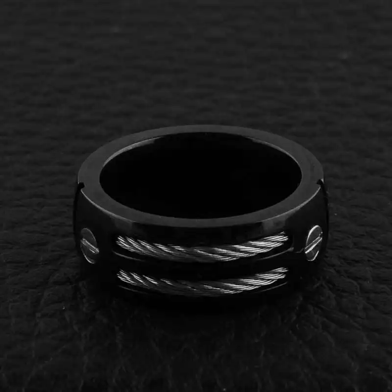 MIQIAO Stainless Steek Titanium 8mm Screw Wire Vintage Hip Hop Rings for Men Women Couple Friends Gift Fashion Jewelry Bague Ane