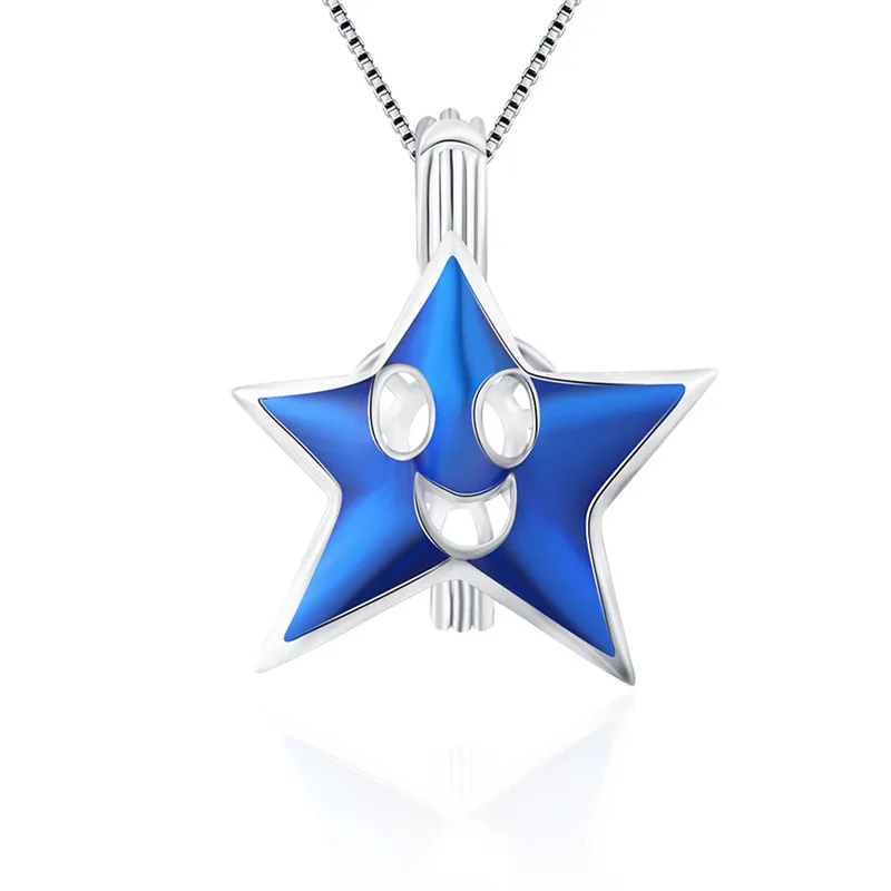 

CLUCI 3pcs 925 Sterling Silver Smile Face Pendant Facial Expression Blue Star Silver 925 Pendant Jewelry Pearl Locket SC282SB