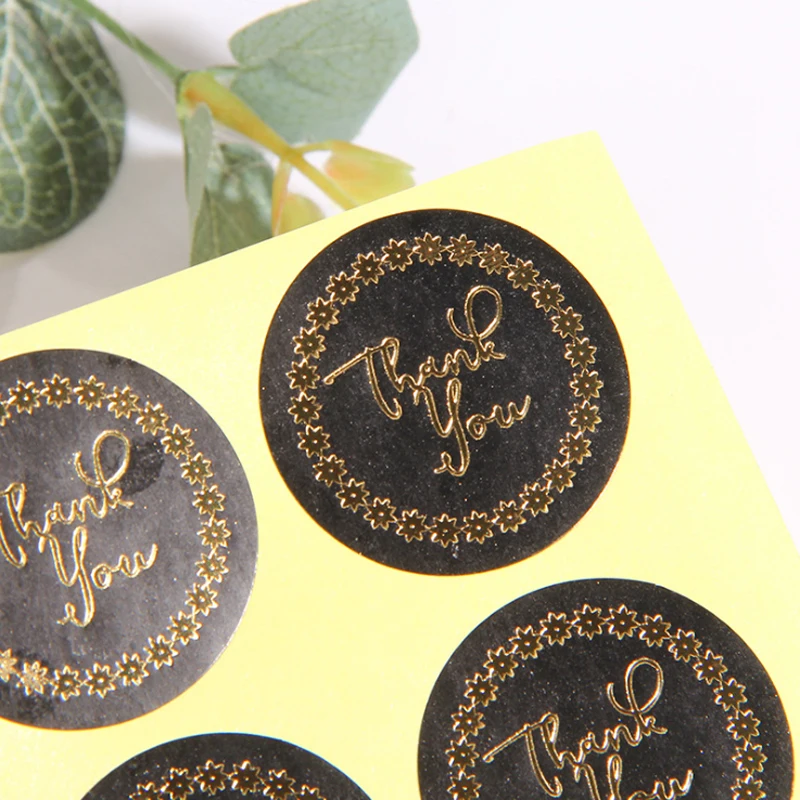 120pcs/Lot Round Black Gold Thank you Star Ring Labels stickers scrapbooking for Package stationery sticker