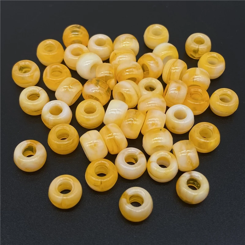 50pcs 6x9mm Big Hole Acrylic Beads Hair  Loose Spacer  for Jewelry Making Necklaces Earrings Bracelets Handmade Diy