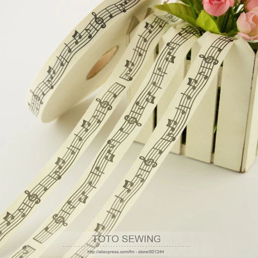 2.5CM Width Zakka Cotton Ribbons Cloths Sewing Tape Music Note Label Sewing Accessory Bag Clothing Home Textile DIY Patchwork