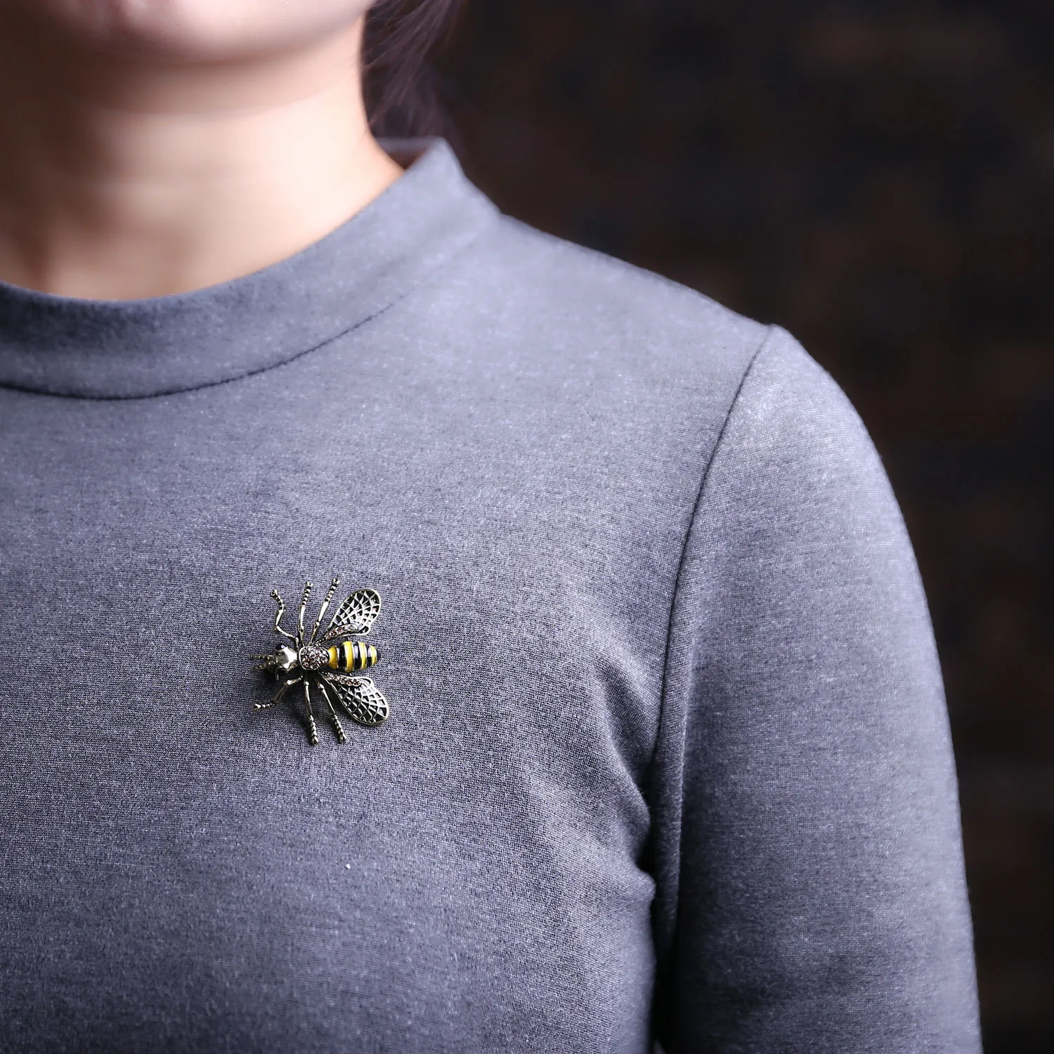 Rinhoo Zarte Kleine Biene Brosche Kristall Strass Insekt Ant Fliegen Bee Tier Honigbiene Emaille Pins Broach Nadel Abzeichen Geschenke – Detail 35